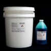 White bucket labeled "44 lb Kit : #2125 Base w/ MM Green Catalyst – (25 shore a durometer)" and a blue bottle labeled "catalyst" on a black background.