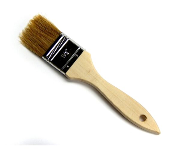 A new Chip Brush – Size 1 1/2" with natural bristles and a plain wooden handle, isolated on a white background.