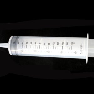 A clear syringe with numbers on it.