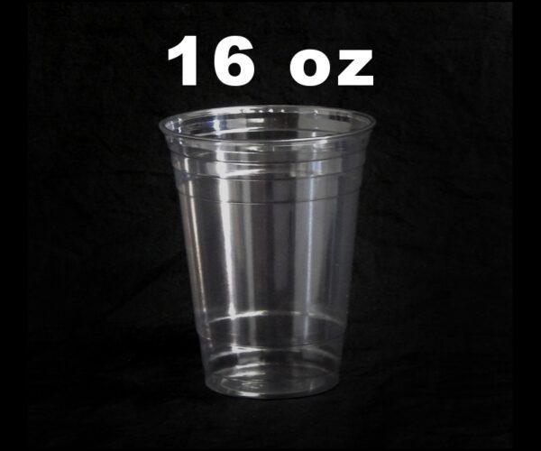 A clear cup is shown on the black background.