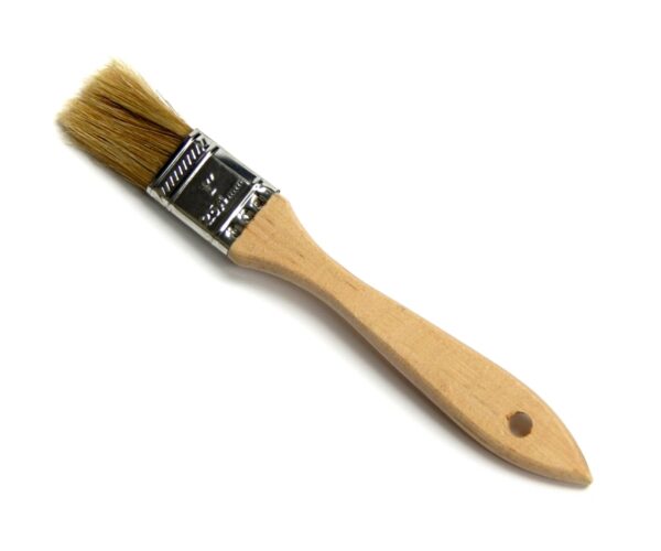 A new, unused Chip Brush – Size 1″ with a wooden handle and beige bristles, isolated on a white background. Qty: 36