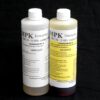 Two bottles labeled 2 lb Kit : MPK-70 : 5 Min Polyurethane Casting Resin, component a and b, against a black background.