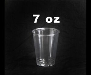 A clear cup is shown on the side of a black background.