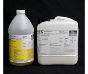 Two DF14lb NATURAL Gallon Kit containers, one white and one opaque, with detailed labels, displayed against a black background.