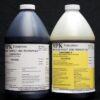 Two 8 lb Kits of MPK-90PB : 3 Min Hi Impact PREMIUM BLACK Polyurethane Casting Resin, one with a blue label and the other with a yellow label, both labeled "mpk enterprises high-impact 1805 premium bulk" with warning symbols.