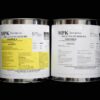 Two labeled 20 lb Kit : MPK-18-80 TOOLING RESIN containers with detailed instructions and warning labels, placed side by side against a black background.