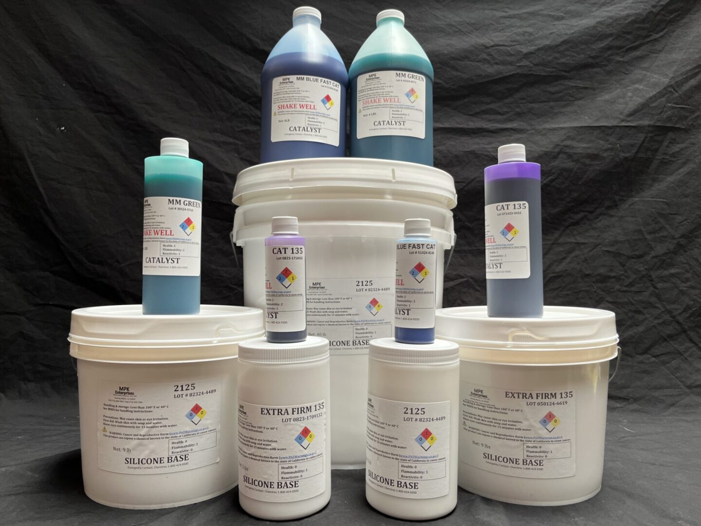 display of tin silicone products