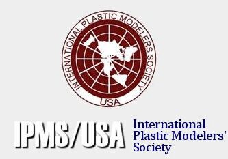 Logo of the international plastic modelers' society (ipms/usa), featuring a white silhouette of a dragon within a red circular border.